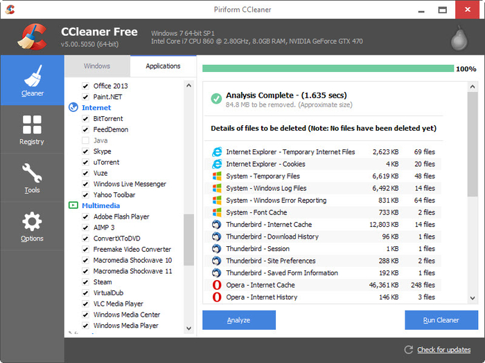 ccleaner - чистим диск C: